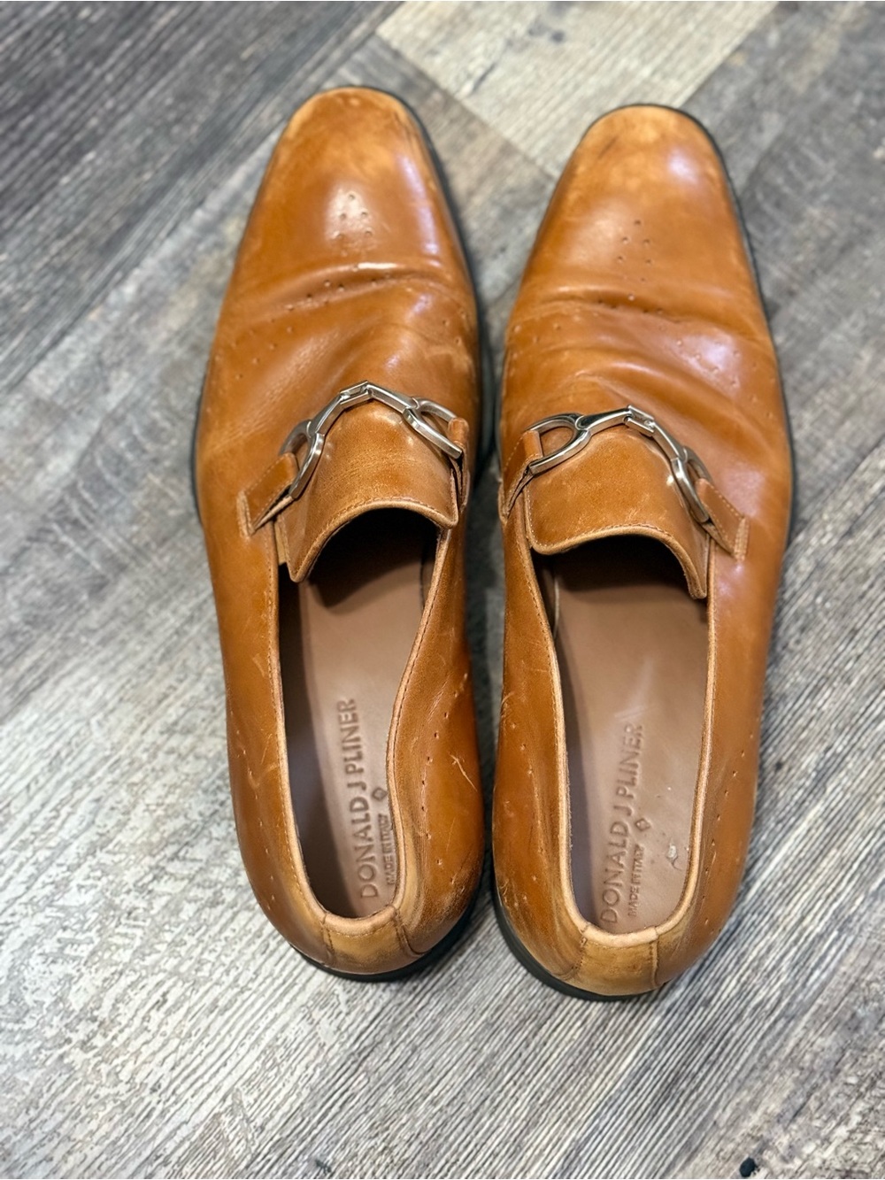 Donald J. Pliner Cognac Leather Bit Loafers